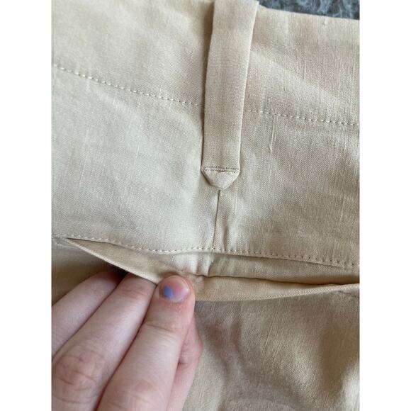 Rag & Bone Pants 6 Small Linen Stretch Straight Leg High Rise Beige Cream Beach - Picture 7 of 15
